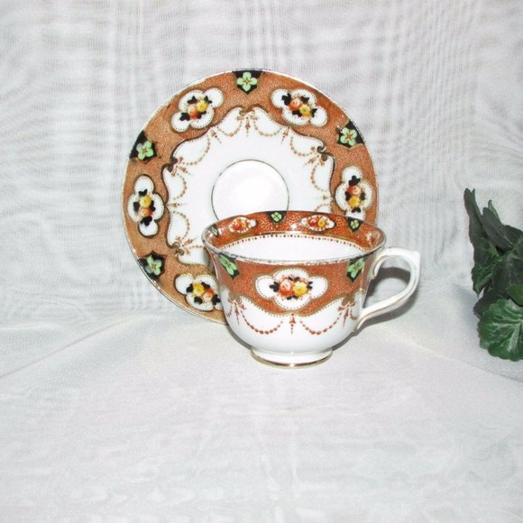 Antique Royal Albert Crown China Cup & Saucer Imari Style Cottagecore Vintage - Picture 12 of 13